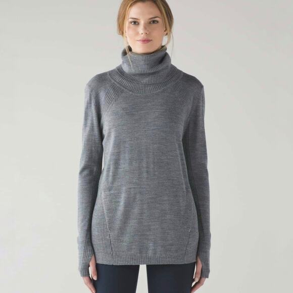 Lululemon Sweat & Savasana Merino Wool Gray Turtleneck Sweater Size 6 - Picture 1 of 7